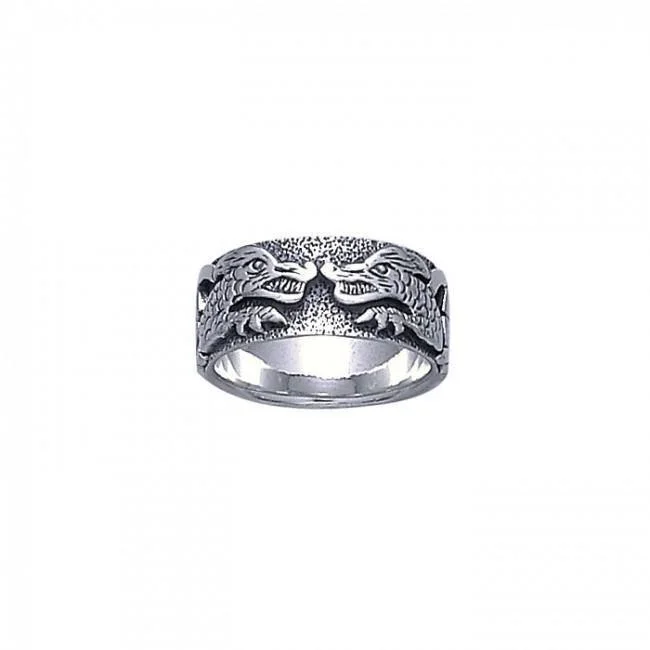 Fierce Dragons Silver Band Ring TR959